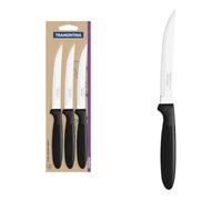 Tramontina Set de 3 Cuchillos para Carne, Color Negro, Acero Inoxidable Ipanema