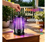 Trampa para Moscas Recargable por USB 2026, Lámpara Eléctrica Mata Mosquitos, Repelente de Insectos Silencioso para Interiores y Exteriores, Antimosquitos, Nuevo Black With battery
