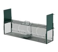 Trampa Pawut para capturar animales vivos, trampa de cuña de 25x28 cm para martas, ratas y ratones - 2 entradas + asa metálica - Verde