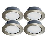 Trango G4E-042 Conjunto de 4-12 voltios AC/DC Foco empotrable LED, luminaria empotrada, luz de techo níquel mate para reemplazar luces de muebles convencionales G4 luces de campana de cocina, etc.