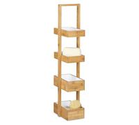 TRANKIELO® - Estante de baño de bambú - 4 compartimentos - Estante de pie - Natural - 88 cm de alto x 25 cm de ancho x 18 cm de profundidad