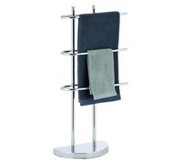 TRANKIELO® - Toallero de pie cromado, con 3 brazos – Independiente y estable – Acero inoxidable con base semicircular – 83x40x18 cm