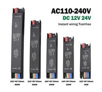 Transformadores de iluminación ultrafinos, 110V, 220V a 12V, 24V, 60W, 100W, 200W, 300W, 400W, para tira LED CCTV, controlador adaptador de fuente de alimentación 100W