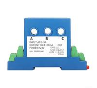 Transmisor de corriente de CA trifásico para monitoreo de energía | 50Hz sinusoidal | 3x salida DC4-20mA | 0.5% de precisión | Aislamiento de 2.5kV | Diseño ABS compacto para energía industrial (0-10A