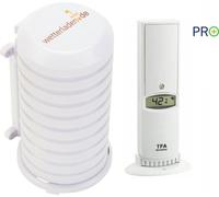 Transmisor Funk TFA 30.3312.02 con carcasa protectora contra la intemperie. Mide temperatura y humedad. Frecuencia: 868 MHz