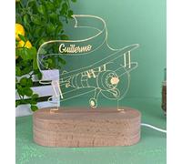 Transparent Gift Lámpara Infantil Personalizada con Nombre Avioneta. Luz LED Quitamiedos. Luz Nocturna Mesita de Noche. Regalos Originales y Personalizados para Cumpleaños. Regalos para Niños y Niñas