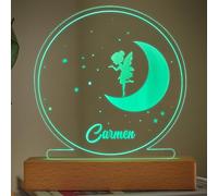Transparent Gift Lámpara Infantil Personalizada con Nombre Campanilla. Luz LED Quitamiedos. Luz Nocturna Mesita de Noche. Regalos Originales y Personalizados para Cumpleaños. Regalos para Niños, Niñas