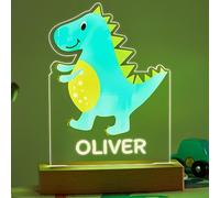 Transparent Gift Lámpara Infantil Personalizada con Nombre Dinosaurio. Luz LED Quitamiedos. Luz Nocturna Mesita de Noche. Regalos Originales y Personalizados para Cumpleaños. Regalos para Niños, Niñas