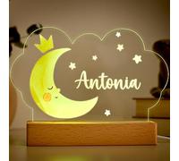 Transparent Gift Lámpara Infantil Personalizada con Nombre Luna de Color. Luz LED Quitamiedos. Luz Nocturna Mesita de Noche. Regalos Originales y Personalizados Cumpleaños. Regalos para Niños y Niñas