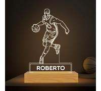 Transparent Gift Lámpara Personalizada Baloncesto con Nombre. Luz LED Nocturna Mesita de Noche. Decoración e Iluminación. Regalos Originales para Cumpleaños. Regalos Personalizados para Adultos, Niños