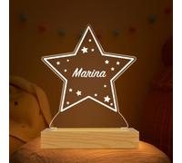 Transparent Gift Lámpara Personalizada con Nombre Estrella. Luz LED Quitamiedos. Luz Nocturna Infantil Mesita de Noche. Regalos Originales y Personalizados para Cumpleaños. Regalos para Niños y Niñas