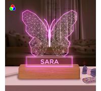 Transparent Gift Lámpara Personalizada con Nombre Mariposa. Luz LED Nocturna para Mesita de Noche. Decoración e Iluminación. Regalos Originales para Cumpleaños. Regalos Personalizados Adultos y Niños