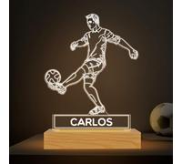 Transparent Gift Lámpara Personalizada Fútbol con Nombre. Luz LED Nocturna Mesita de Noche. Decoración e Iluminación. Regalos Originales para Cumpleaños. Regalos Personalizados para Adultos y Niños