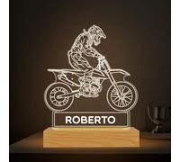 Transparent Gift Lámpara Personalizada Motorista con Nombre. Luz LED Nocturna para Mesita de Noche. Decoración e Iluminación. Regalos Originales para Cumpleaños. Regalos Personalizados Adultos y Niños