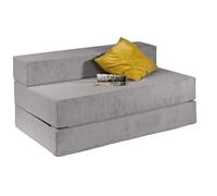 Traumnacht Sofá Cama con Funda de Terciopelo Gris, Funda extraíble y Lavable, Superficie de Descanso 140 x 200 cm, Fabricado según el estándar de Calidad alemán