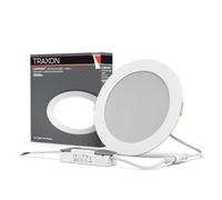 TRAXON LUXPOINT® Downlight LED Empotrable 12W CCT Ajustable - Panel Slim Redondo Ø175mm Corte 150-160mm Techo Interior 120° (Blanco, 12W CCT)