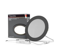 TRAXON LUXPOINT® Downlight LED Empotrable 12W CCT Ajustable - Panel Slim Redondo Ø175mm Corte 150-160mm Techo Interior 120° (Negro, 12W CCT)