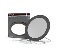 TRAXON LUXPOINT® Downlight LED Empotrable 20W CCT Ajustable - Panel Slim Redondo Ø224mm Corte 205-210mm Techo Interior 120° (Negro, 20W CCT)