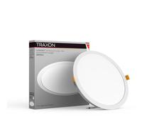 TRAXON LUXPOINT Placa downlight LED - Filbert Circular 20.5W Luz Blanca 6500K 1900Lm PS techo Empotrable Driver integrado, Corte Techo Ø195-200mm IP20 interior (Luz fría 6500K 20.5W)