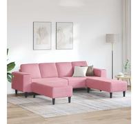 Traylux Juego de 3 sofás de salón, color rosa con 2 otomanas de 250 x 188 x 76 cm, muebles tapizados modernos, resistentes a la intemperie, transpirables, duraderos, para salón, habitación de