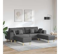 Traylux Juego de 3 sofás de tela gris oscuro con cojines, 208 cm de ancho, diseño transpirable, patas de madera estables, cómodos cojines de plumas, marco de madera contrachapada duradera para sala de