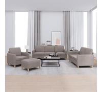 Traylux Juego de 4 piezas de sofá de tela pardo con 6 cojines de 3 plazas, 2 plazas, sillón y reposapiés, tapizado para salón, resistente, cómodo, ahorra espacio y es versátil