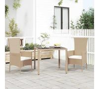 Traylux Mesa de jardín con tablero de cristal beige de poliratán y acero, 90 x 90 x 75 cm, resistente a la intemperie, para terraza, jardín, balcón, redonda, rectangular, ovalada, plegable, extensible