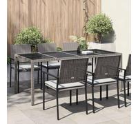 Traylux Mesa de jardín gris 190 x 90 x 75 cm, polirratán, resistente a la intemperie, para terraza, jardín, balcón, exterior, resistente, rectangular, redonda, ovalada, plegable, extensible, con marco