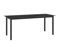 Traylux Mesa de jardín negra 190 x 90 x 74 cm de aluminio y cristal resistente a la intemperie para terraza, balcón y jardín, plegable, extensible, rectangular, ovalada, redonda, estable, duradera
