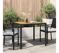 Traylux Mesa de jardín negra 90 x 90 x 75 cm de polirratán extensible resistente a la intemperie, moderna mesa de terraza para jardín, balcón, exterior, redonda, rectangular, ovalada, robusta, estable
