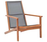 Traylux Silla de jardín gris de madera maciza de eucalipto con textileno transpirable, plegable y resistente a la intemperie, para balcón, terraza, exterior, gran comodidad gracias al reposabrazos y
