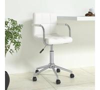 Traylux Silla de oficina giratoria blanca de piel sintética con muelle de gas y pie de ruedas, silla ergonómica de escritorio para oficina y estudio, altura ajustable con acolchado y respaldo