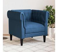 Traylux Sillón Chesterfield de tela azul 78,5 x 74,5 x 74,5 cm con asiento acolchado y patas estables para salón, oficina, habitación de invitados, asientos relajados y muebles tapizados elegantes