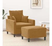 Traylux Sillón de relax con taburete de terciopelo marrón, 78 x 77 x 80 cm, con espacio de almacenamiento y función de relajación, para salón y oficina, muebles tapizados robustos con 110 kg de