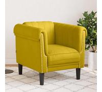 Traylux Sillón de terciopelo amarillo para salón, 80 x 77 x 74 cm, sillón tapizado con asiento cómodo, patas de madera estables y diseño moderno para horas relajadas y asientos elegantes