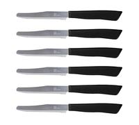 Tredoni 6 Cuchillos de Cocina - Cuchillo Serrado 11cm de Acero Inoxidable Italiano de Verduras/Filetes/Mesa, Punta Redondeada (Negro)