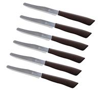 Tredoni 6 Cuchillos de Cocina - Cuchillo Serrado 11cm de Acero Inoxidable Italiano de Verduras/Filetes/Mesa, Punta Redondeada (Marrón)
