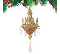 Tree Chandelier Ornament - Crystal Chandelier Shape Pendant | Winter Holiday Light Refracting Keepsake | Christmas Seasonal Display With Lanyard For Farmhouse Garden Bedroom Door Living Room Balcony