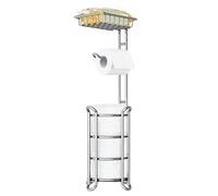 TreeLen Portarrollos de Papel higiénico TreeLen Independiente con Estante para Almacenamiento en baño, sostiene teléfono/toallitas/Mega Rollos, Cromo Brillante
