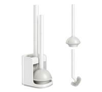 TreeLen Set de Escobilla de Baño y Desatascador de Inodoro 2 en 1 con Soporte Antigoteo, Kit de Limpieza Eficiente y Higiénico, Diseño Moderno y Compacto, Color Blanco