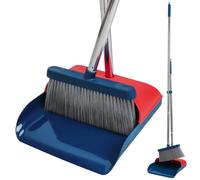 TreeLen Stand Up Dustpan and Broom Set 50” Long Handle Broom with Dust Pan, 20° Angled for Ergonomic Home Office Indoor Sweeping
