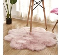 Treer Alfombra de área Pelo para Salón, Shaggy Pasillo Grandes Alfombras de Forma de Flor Dormitorio Antideslizante Modernas para Habitacion (Rosa Claro,90 * 90cm)