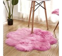 Treer Alfombra de área Pelo para Salón, Shaggy Pasillo Grandes Alfombras de Forma de Flor Dormitorio Antideslizante Modernas para Habitacion (Rosa,60 * 60cm)