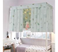 Treer Cortina de Cama Litera, Cortina Opaca para Cama para Dormitorio de Estudiantes Cortina de Sombra Antipolvo Protección de Privacidad para Litera Dormitorio de Cama (1.15x2M,Hojas Verdes)