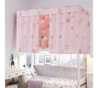 Treer Cortina de Cama Litera, Cortina Opaca para Cama para Dormitorio de Estudiantes Cortina de Sombra Antipolvo Protección de Privacidad para Litera Dormitorio de Cama (1.15x2M,Fresa Rosa)