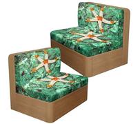 Treer Funda de Sofa para Caravana con 2 Correas, Funda Cojines para Asientos y Espalda de Caravana Elásticas Suaves Cojin Sofa Protector Ajustable Antideslizante (Estrella de mar Q)