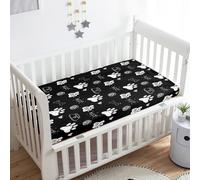 Treer Sabanas Cuna Minicuna, 3D Moda Negra Funda Capazo Sabanas Carrito Bebe Acogedor y Transpirable Protector Colchon Cuna para Rectangula Colchón de Bebé (Gato,85x51x10cm)