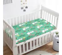 Treer Sabanas Cuna Minicuna, Bonita alpaca Funda Capazo Sabanas Carrito Bebe Acogedor y Transpirable Protector Colchon Cuna para Rectangula Colchón de Bebé (Verde,75x30x10cm)