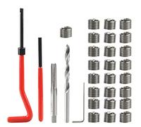 Treki Juego de Reparación de Roscas 30 Piezas M6 Thread Repair Kit Herramientas de Mano HSS Drill Helicoil Kit de Inserción de Reparación de Roscas para Reparación Automóvil