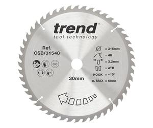 Trend CraftPro Combinación hoja de sierra circular TCT, 315 mm de diámetro x 48 dientes x 30 mm de diámetro interior, punta de carburo de tungsteno, CSB/31548